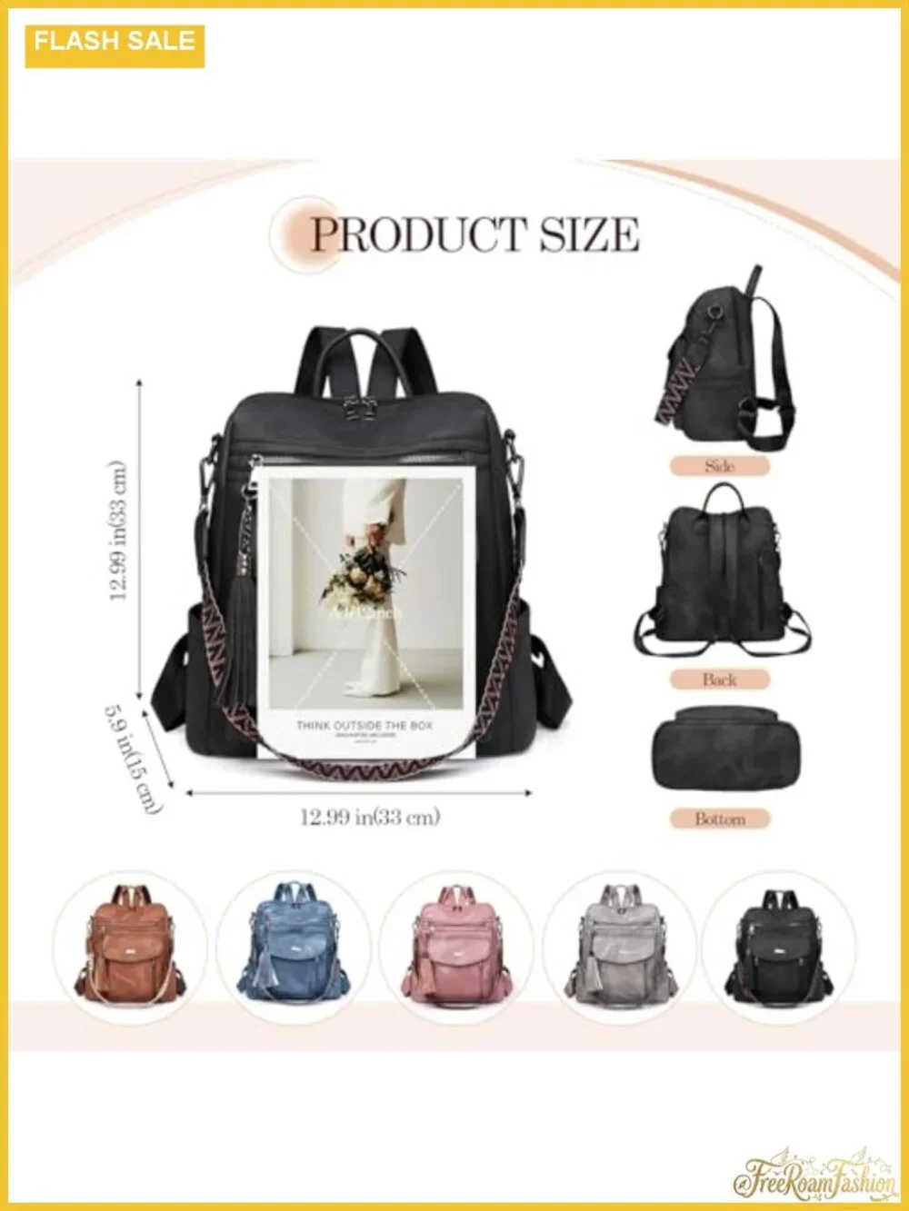 Women's PU Leather Fashion Backpack Purse Convertible Handbag Travel